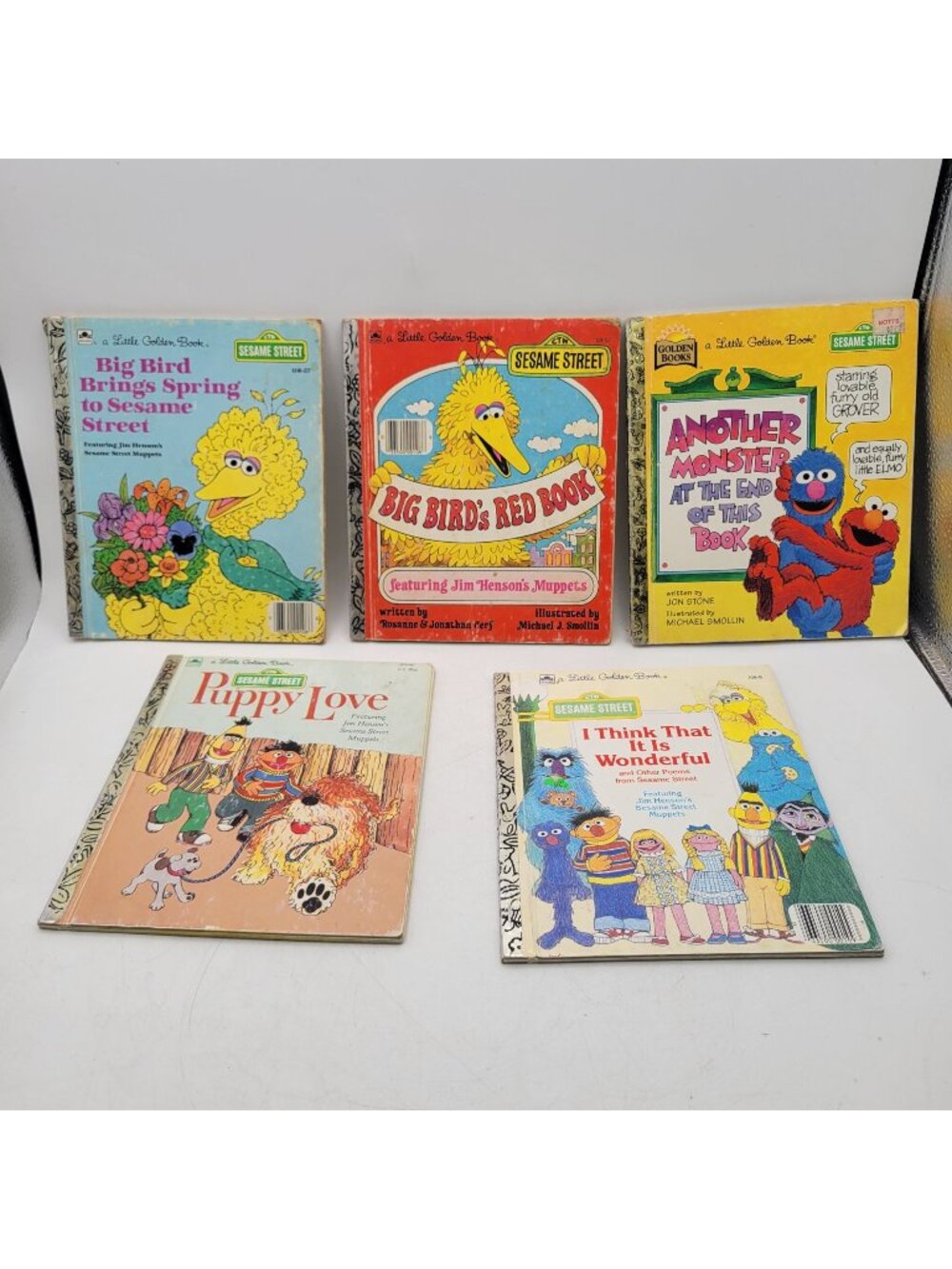 Vintage Little Golden Books Lot of 5 SESAME STREET Children's Books - GB006